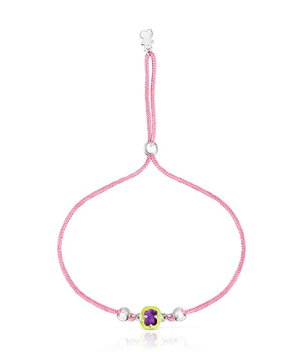 טואוס צמיד Vibrant Colors חוט ורוד עם אמטיסט ואמייל