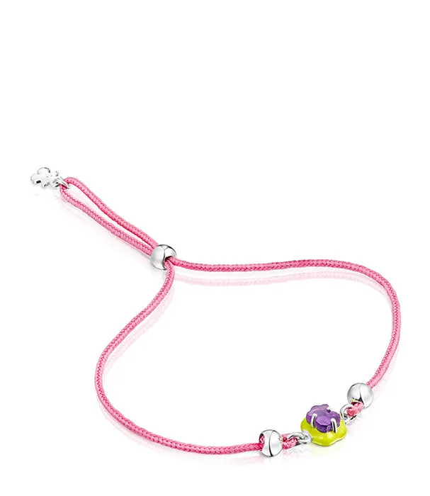 טואוס צמיד Vibrant Colors חוט ורוד עם אמטיסט ואמייל