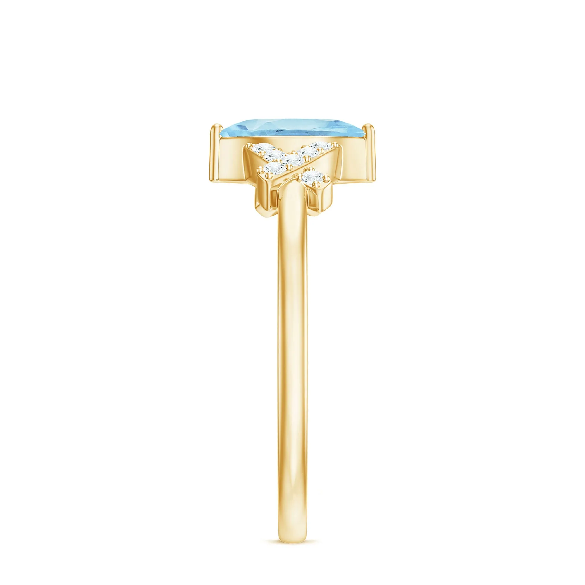 1 Carat Aquamarine Marquise Solitaire Ring with Diamond