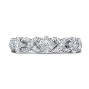 10k White Gold Square Infinity Link Asscher Diamond Bracelet 19.22 ctw