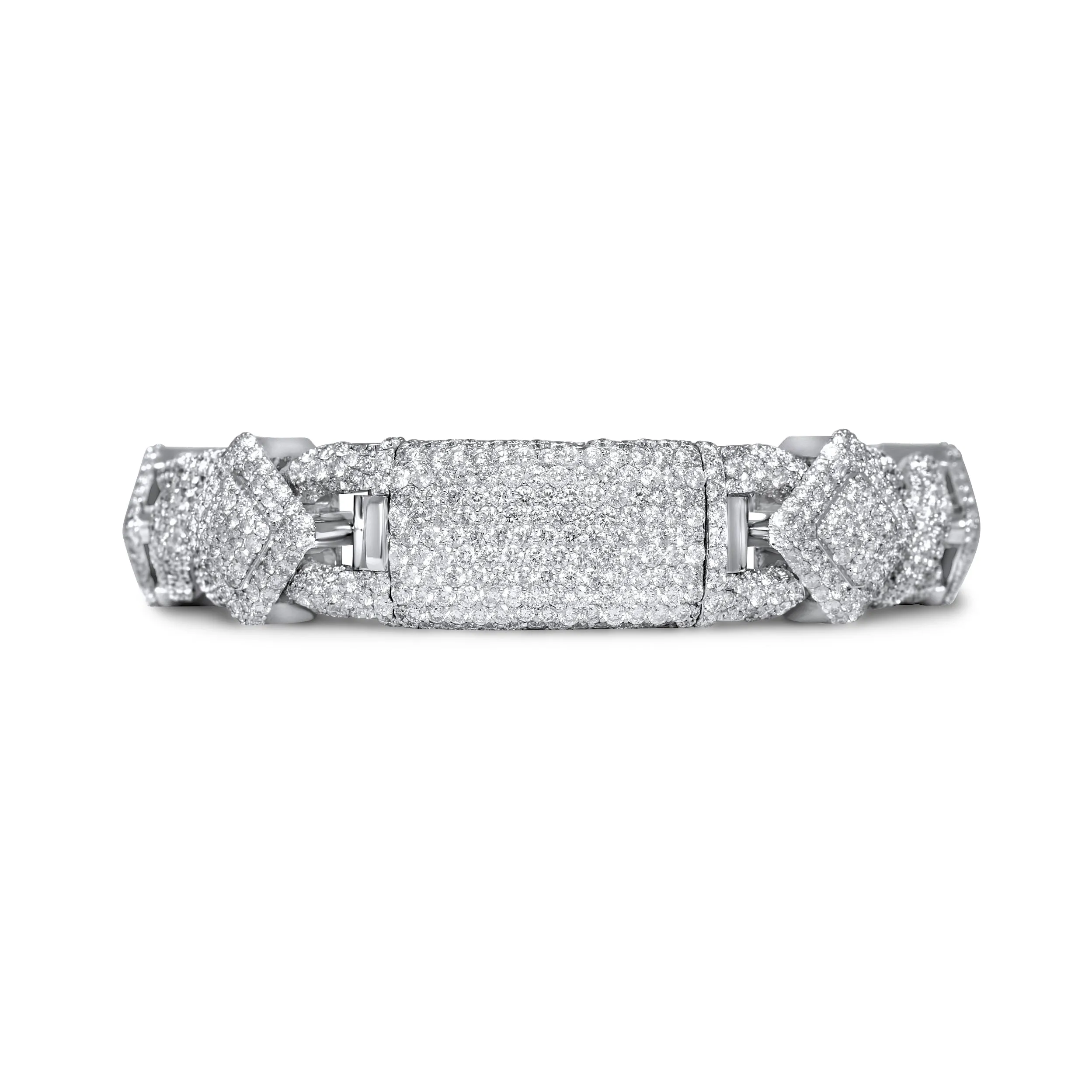 10k White Gold Square Infinity Link Asscher Diamond Bracelet 19.22 ctw