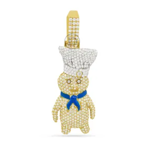 10K Yellow Gold Dough Boy Pendant With 6.00CT Diamonds