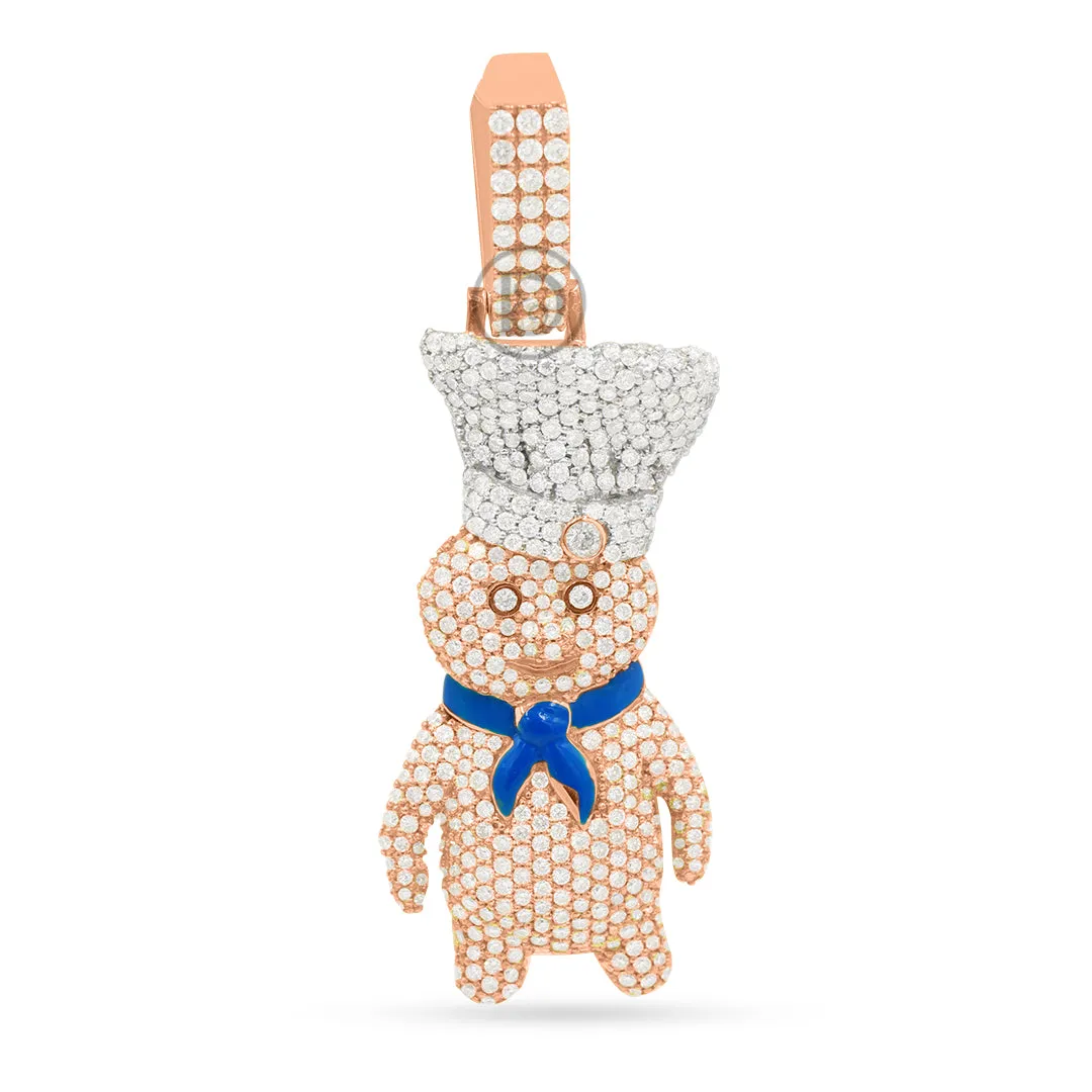 10K Yellow Gold Dough Boy Pendant With 6.00CT Diamonds