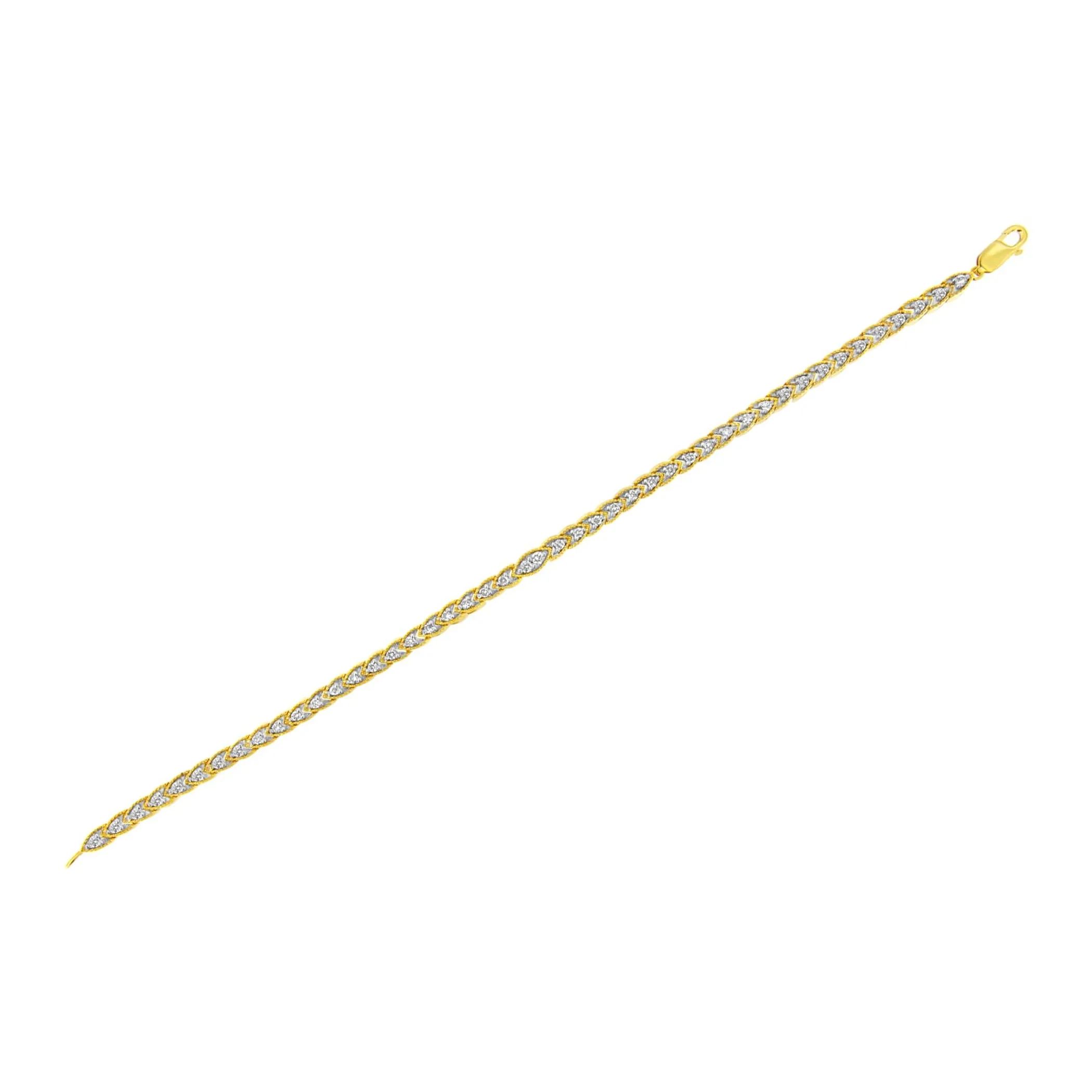 10K Yellow Gold Plated .925 Sterling Silver 1 cttw Prong-Set Diamond Pear Shape Link Bracelet (I-J Color, I1-I2 Clarity) - 7.25"