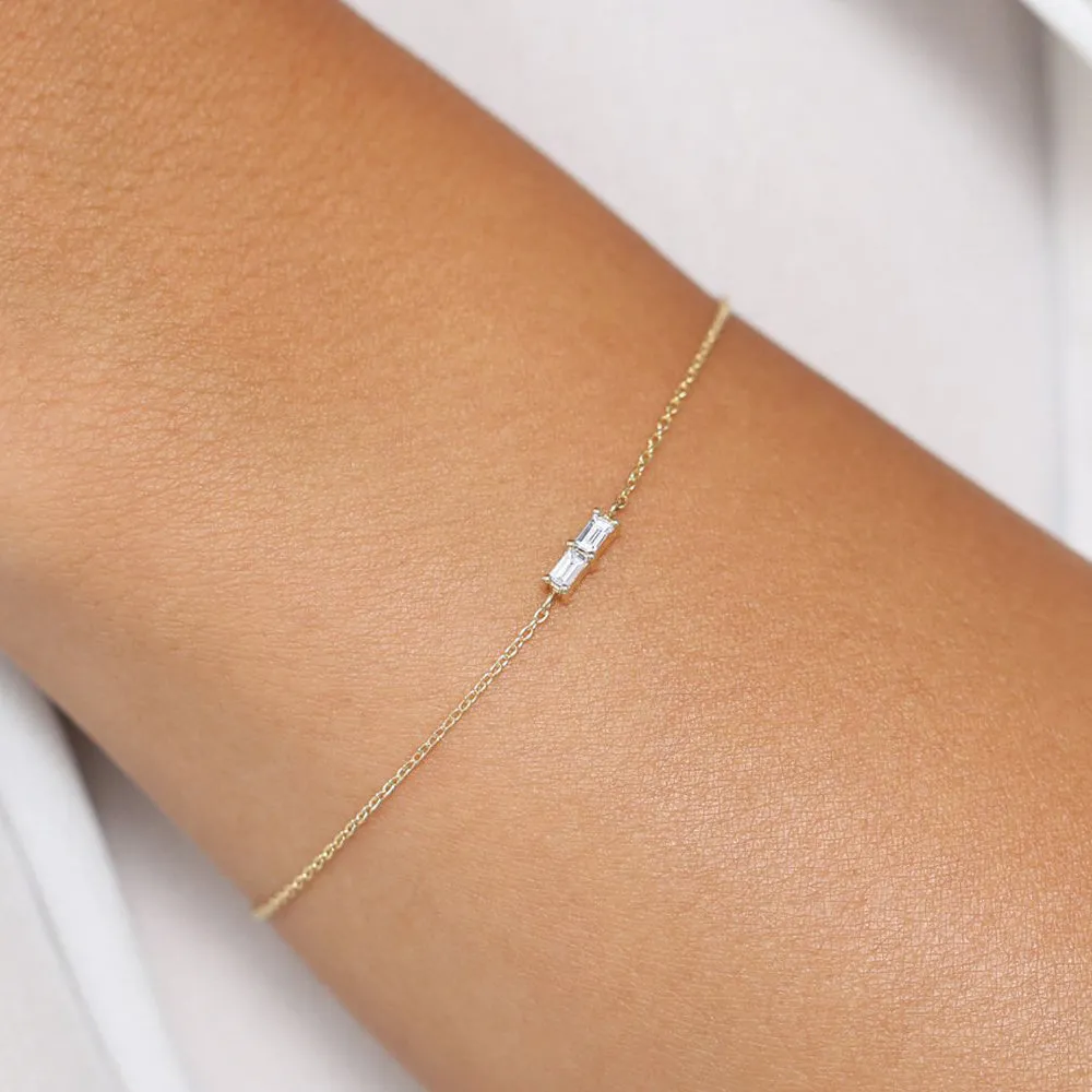 14k Double Baguette Diamond Bracelet