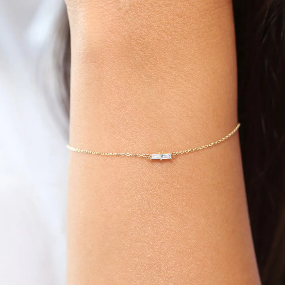 14k Double Baguette Diamond Bracelet