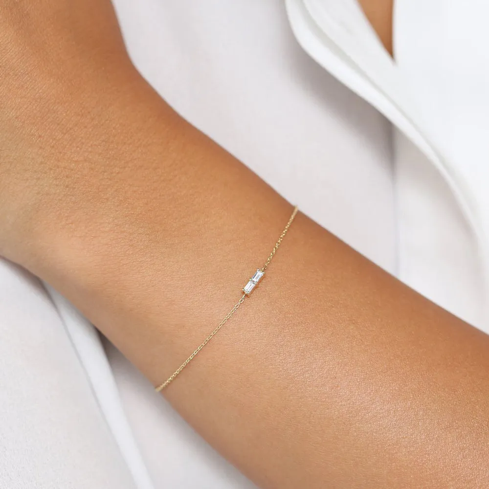 14k Double Baguette Diamond Bracelet