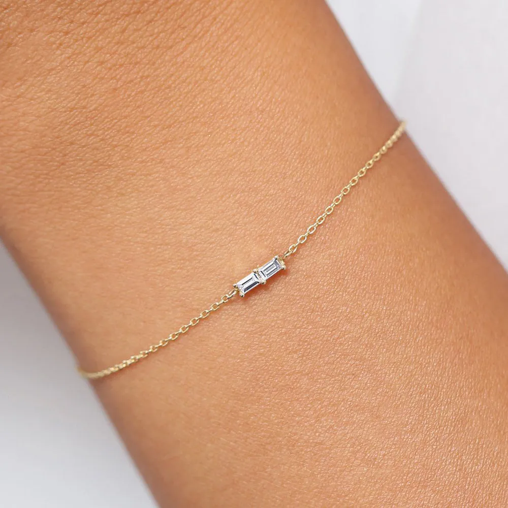 14k Double Baguette Diamond Bracelet