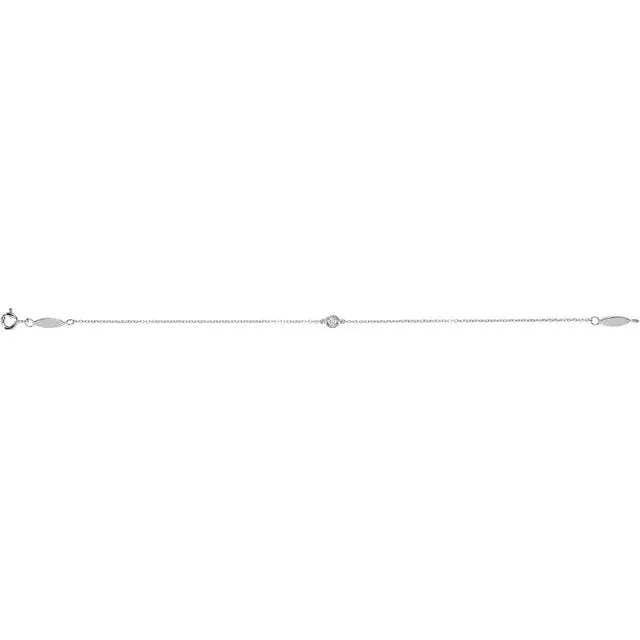 14K Gold 0.08 CT Natural Diamond 7" Bracelet