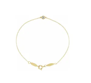 14K Gold 0.08 CT Natural Diamond 7" Bracelet
