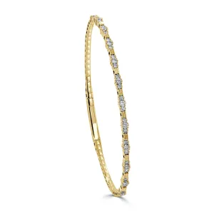14k Gold & Diamond Flexible Bangle - 0.76ct