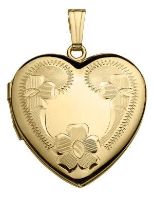 14K Gold Filled Engraved Heart Locket