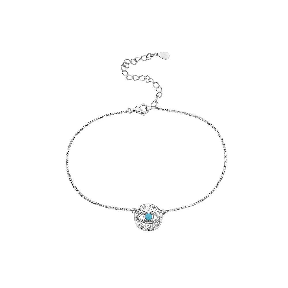 14K GOLD PLATED STERLING SILVER TURQUOISE EVIL EYES BRACELET