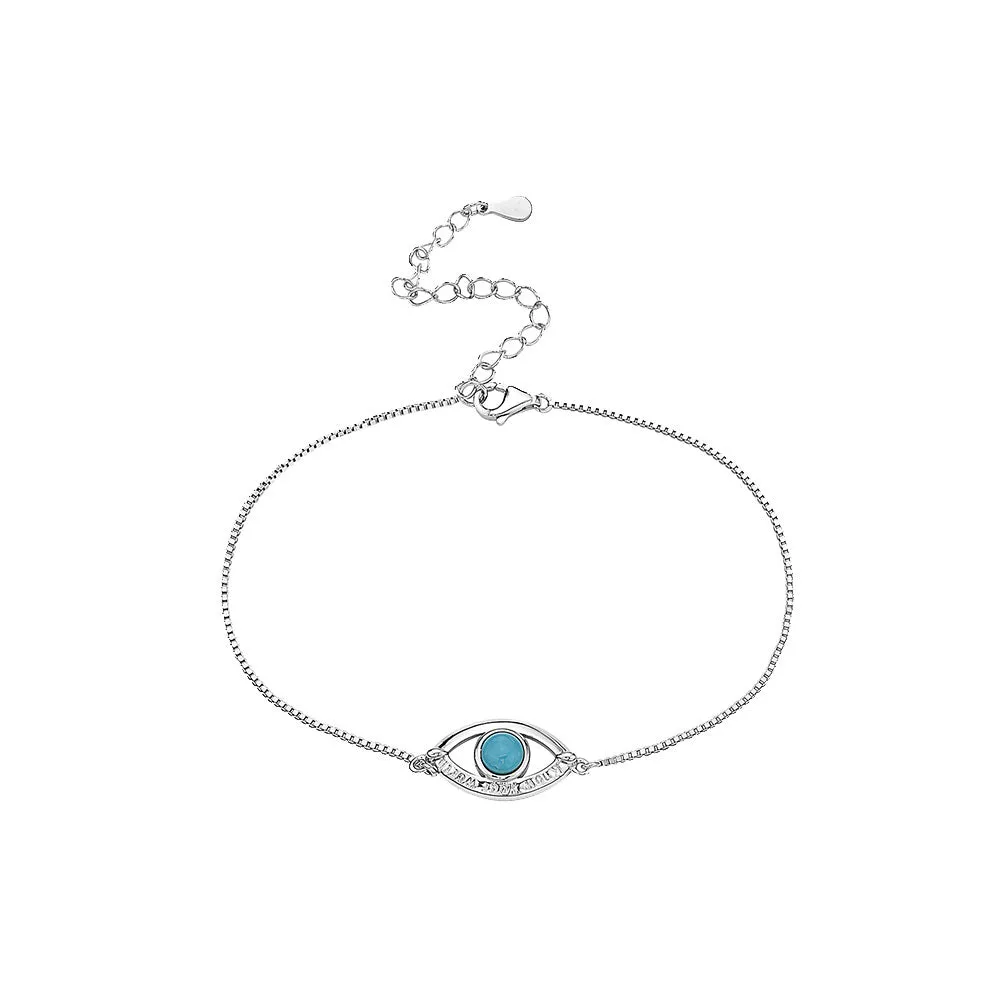 14K GOLD PLATED STERLING SILVER TURQUOISE EVIL EYES BRACELET