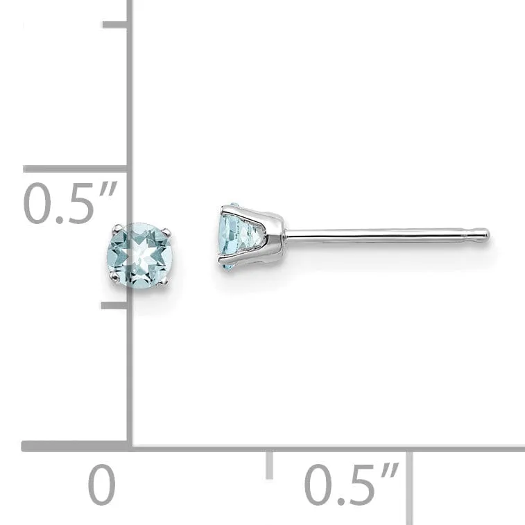 14k White Gold Aquamarine Birthstone Earrings