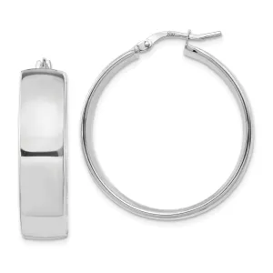 14k White Gold Polished  Hoop Earrings