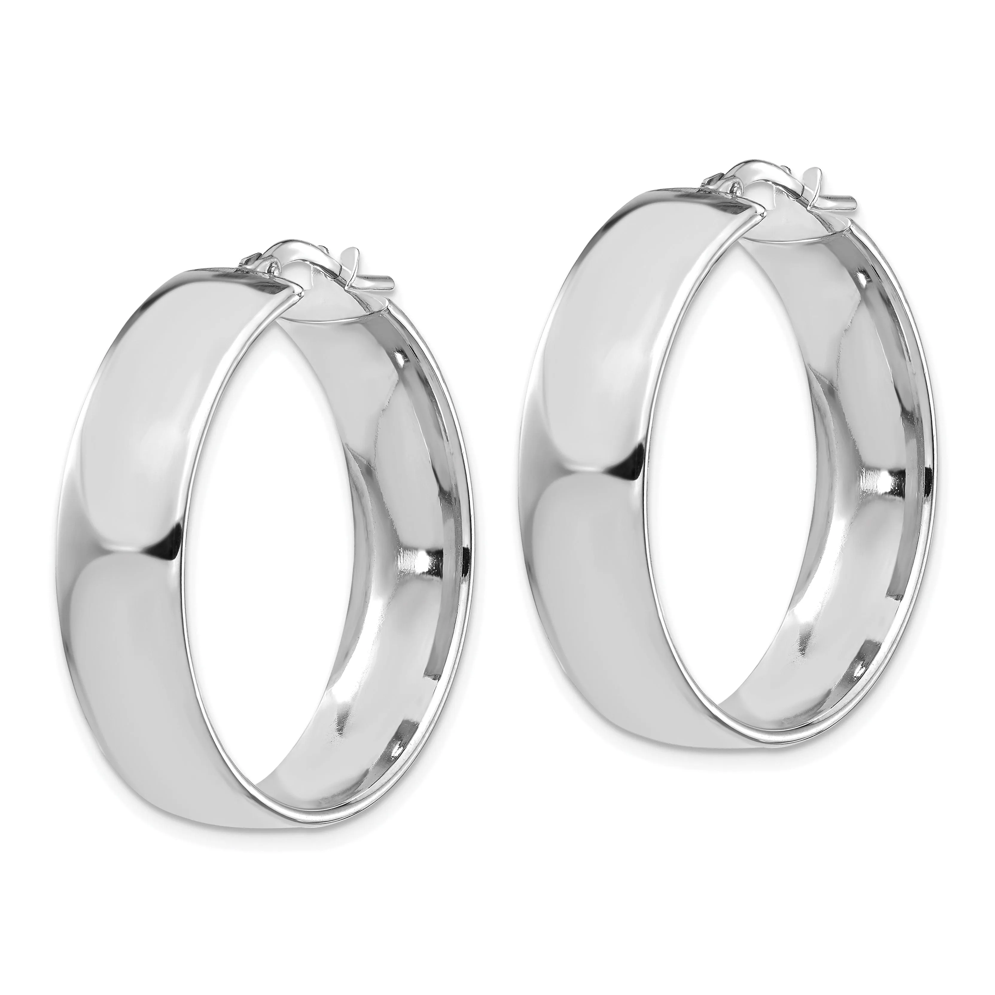 14k White Gold Polished  Hoop Earrings
