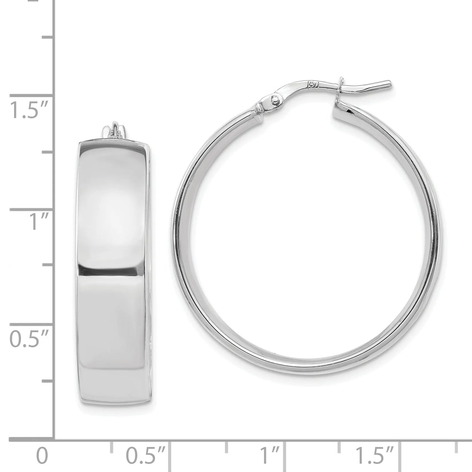 14k White Gold Polished  Hoop Earrings