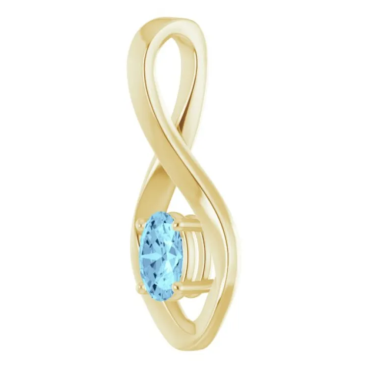 14K Yellow 6x4 mm Oval Natural Aquamarine Pendant