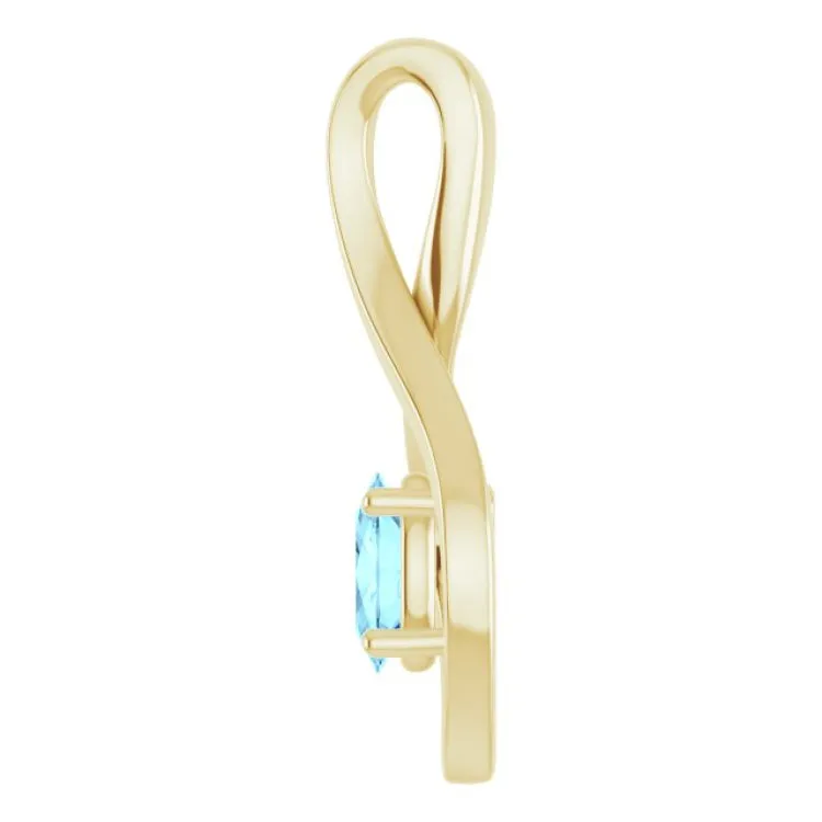 14K Yellow 6x4 mm Oval Natural Aquamarine Pendant