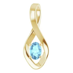 14K Yellow 6x4 mm Oval Natural Aquamarine Pendant