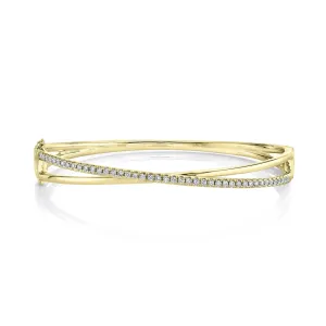 14K Yellow Gold Diamond Bridge Bangle Bracelet