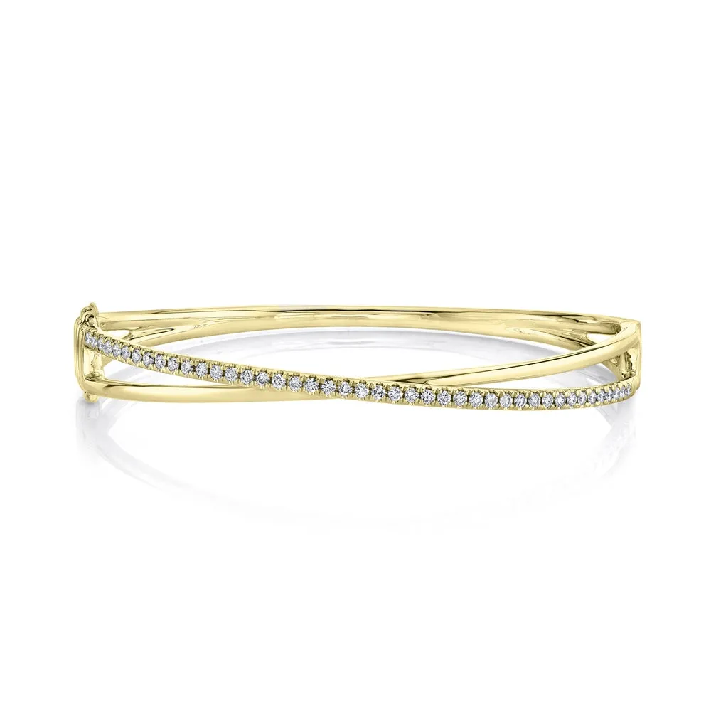 14K Yellow Gold Diamond Bridge Bangle Bracelet