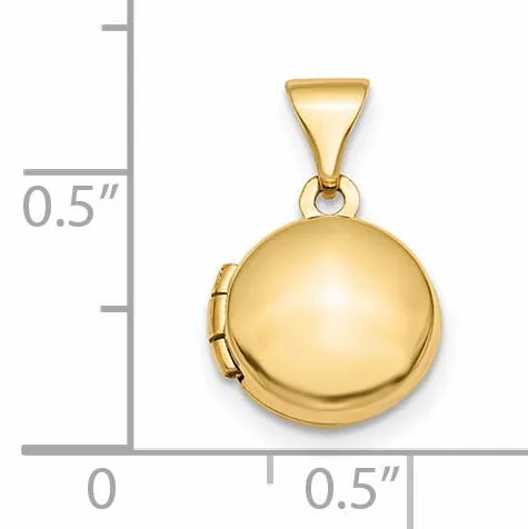 14k Yellow Gold Polished Finish 3-D Domed Round Locket