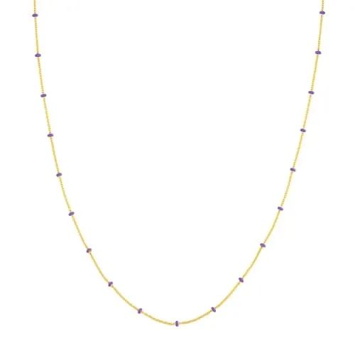 14K Yellow Lilac Enamel Bead 18 inch Necklace