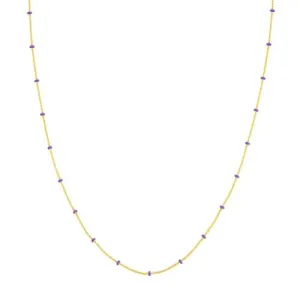 14K Yellow Lilac Enamel Bead 18 inch Necklace