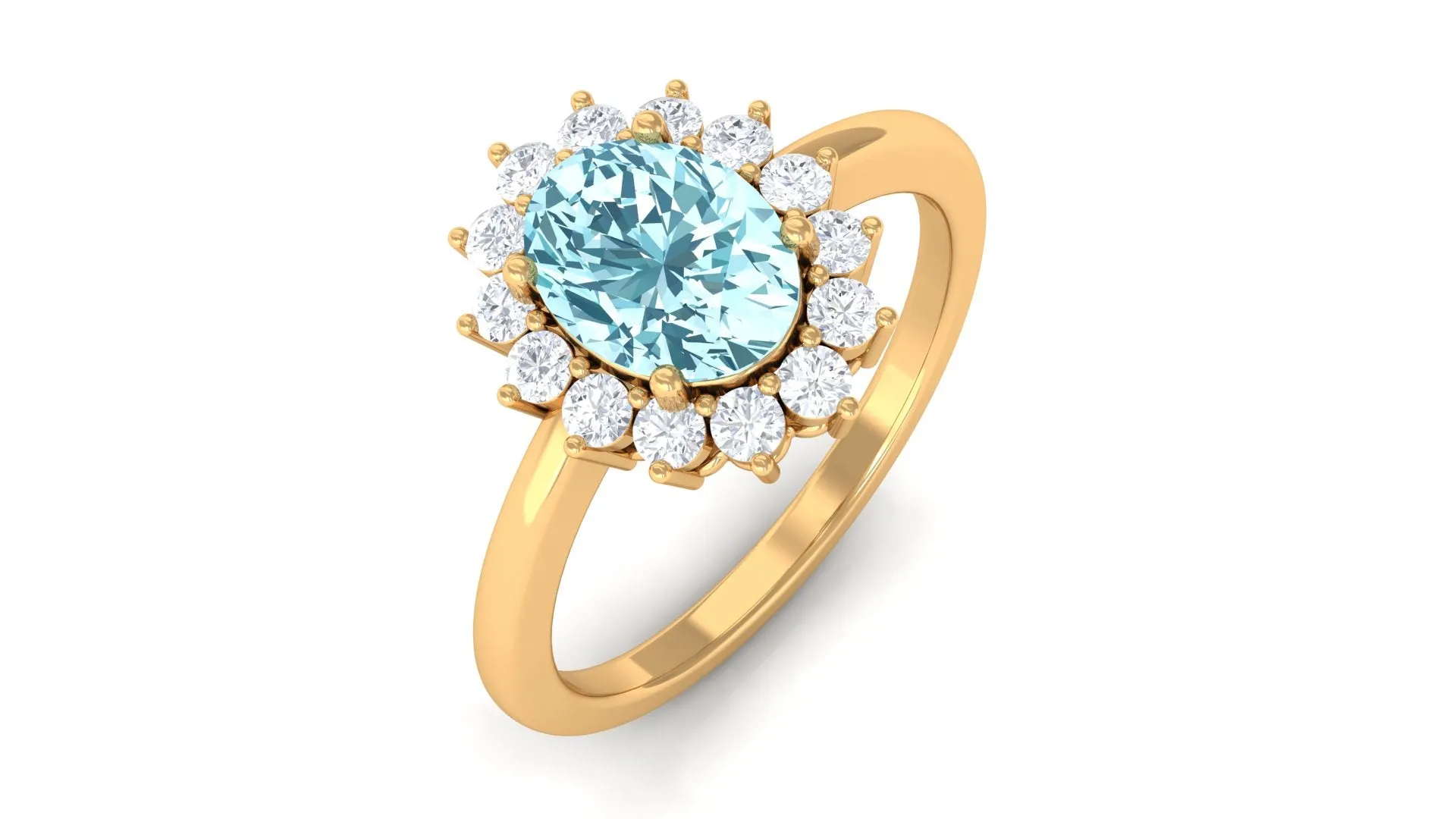 1.5 CT Princess Diana Inspired Aquamarine and Diamond Engagement Ring