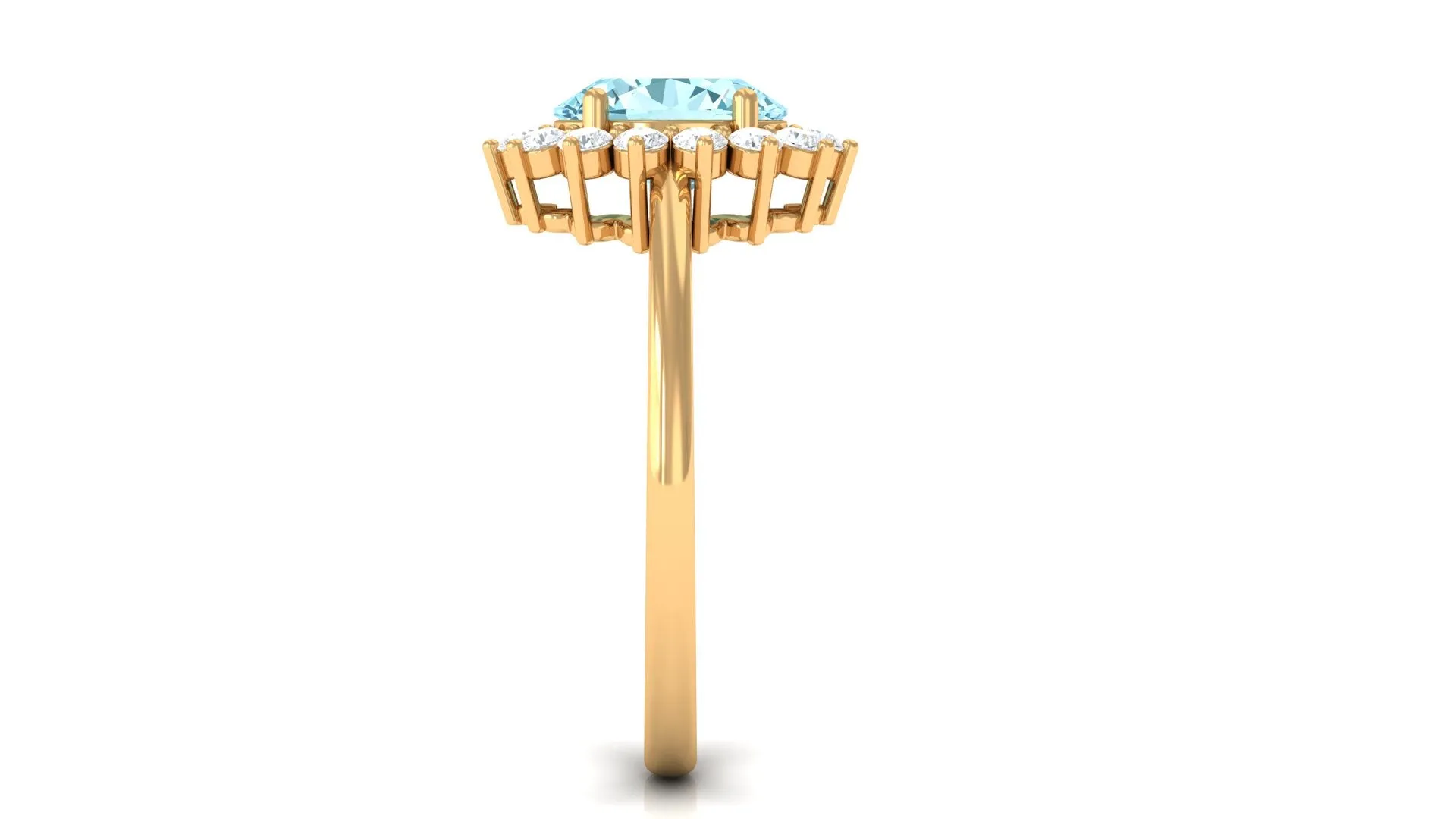 1.5 CT Princess Diana Inspired Aquamarine and Diamond Engagement Ring