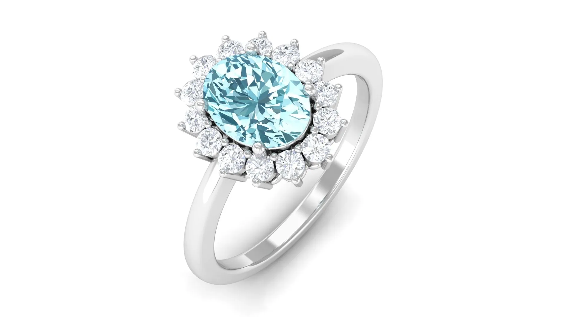 1.5 CT Princess Diana Inspired Aquamarine and Diamond Engagement Ring
