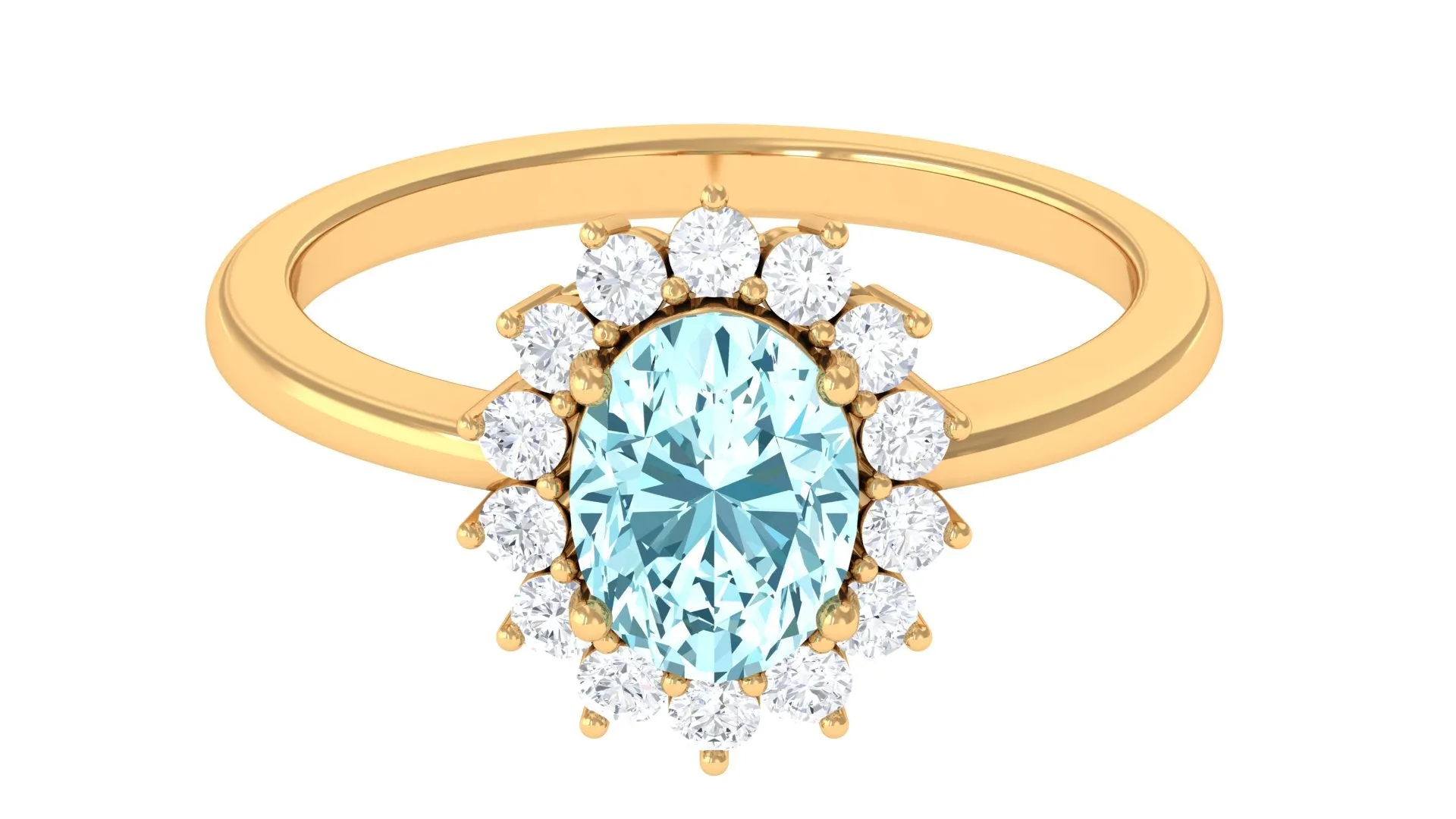 1.5 CT Princess Diana Inspired Aquamarine and Diamond Engagement Ring