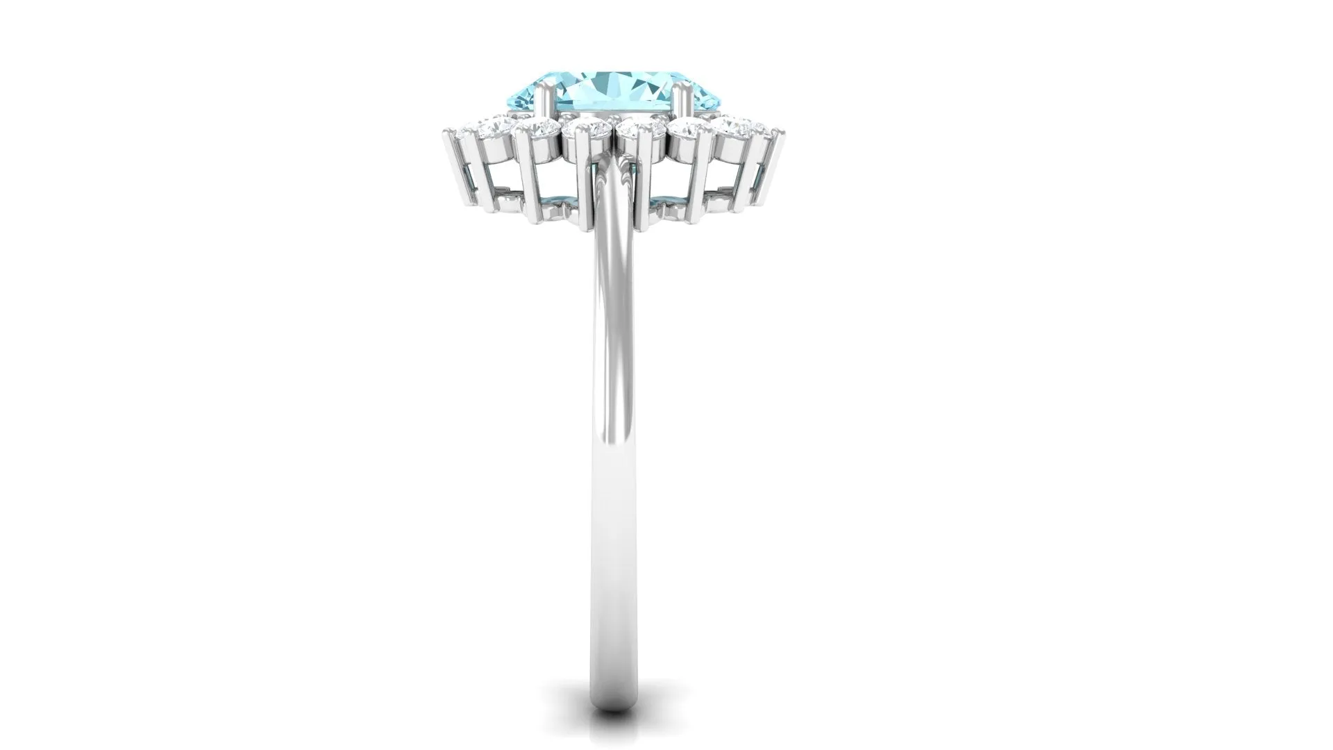 1.5 CT Princess Diana Inspired Aquamarine and Diamond Engagement Ring