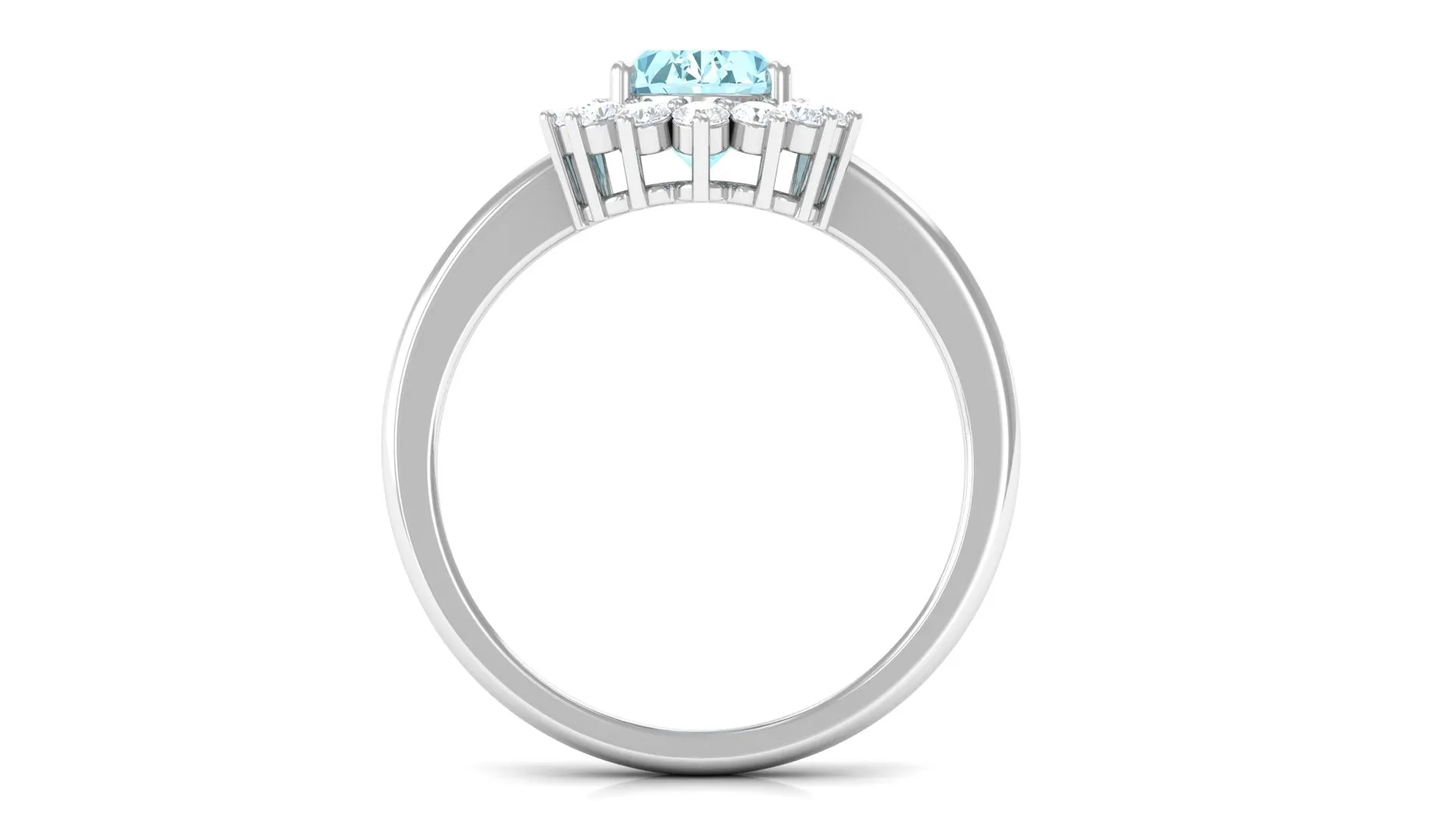 1.5 CT Princess Diana Inspired Aquamarine and Diamond Engagement Ring