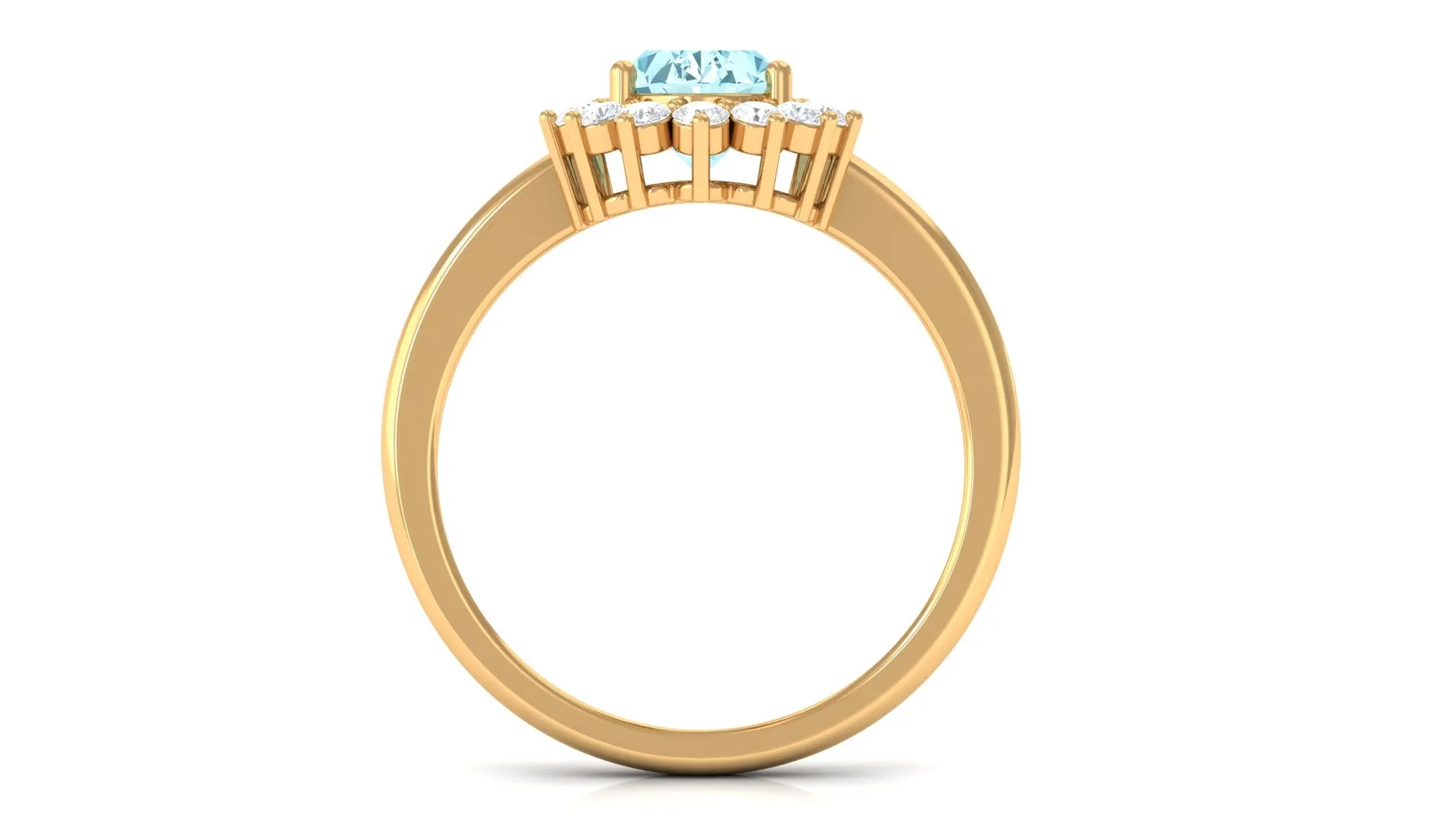 1.5 CT Princess Diana Inspired Aquamarine and Diamond Engagement Ring