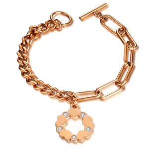 18K Gold OT Titanium Steel Bracelet for Men, Round Star Hollow Inlaid with Diamonds, Stylish and Universal