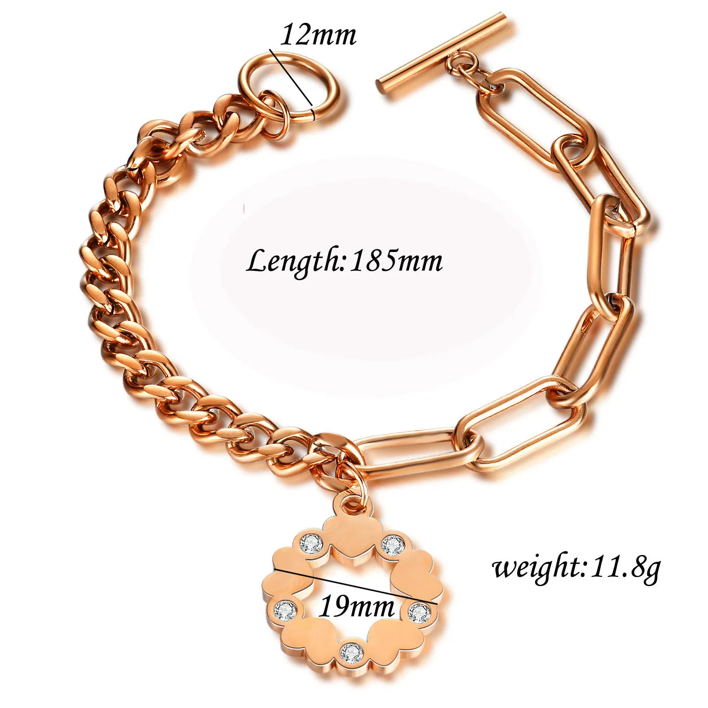 18K Gold OT Titanium Steel Bracelet for Men, Round Star Hollow Inlaid with Diamonds, Stylish and Universal