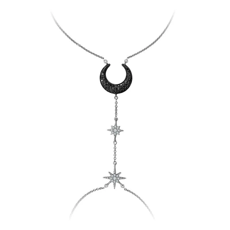 18k Gold Star and Moon Shape 2 Way Diamond Bracelet