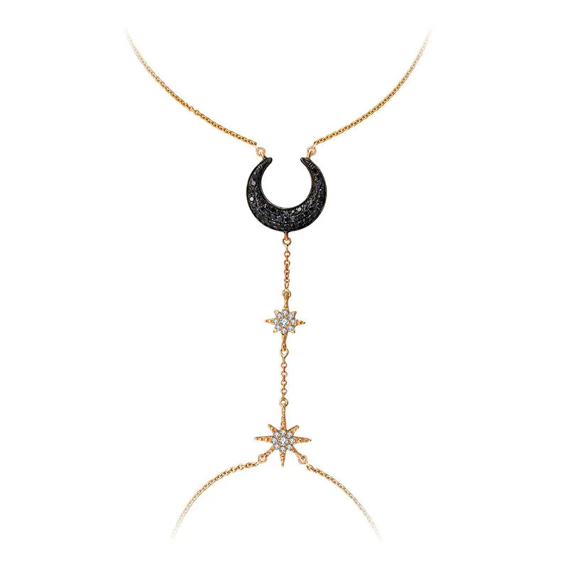 18k Gold Star and Moon Shape 2 Way Diamond Bracelet