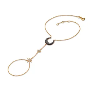 18k Gold Star and Moon Shape 2 Way Diamond Bracelet