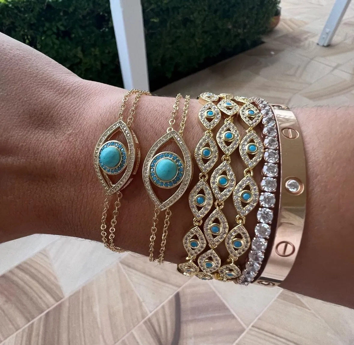 18k Gold Vermeil Evil Eye Tennis Bracelet: The Effie