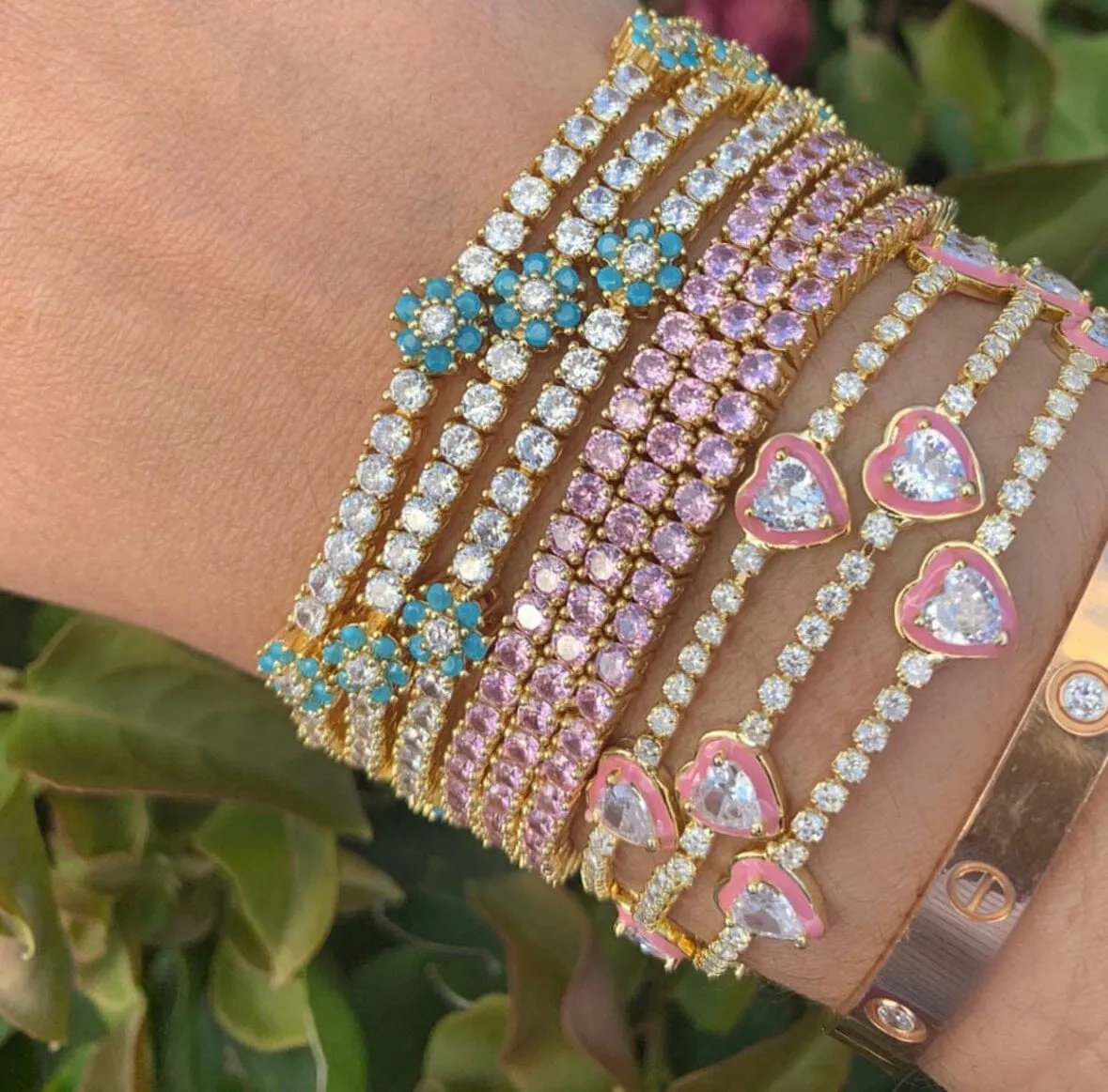 18k Gold Vermeil Turquoise Flower Tennis Bracelet: The Rosetta