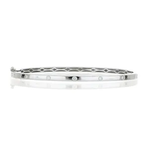 18k White Gold Diamond Accented Diamond Bangle Bracelet