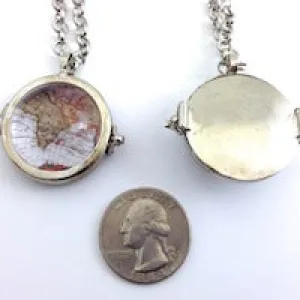 1" Round Domed Magnifying Bubble Glass Locket Pendant, silver, pack of 2