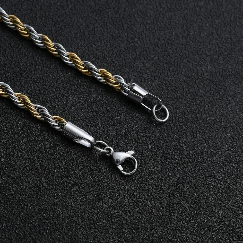 2020 new arrival 5MM stainless steel gold color twist chain bracelet titanium steel men Link bracelet length 20CM