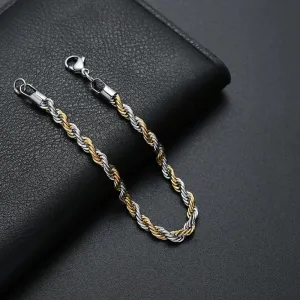 2020 new arrival 5MM stainless steel gold color twist chain bracelet titanium steel men Link bracelet length 20CM