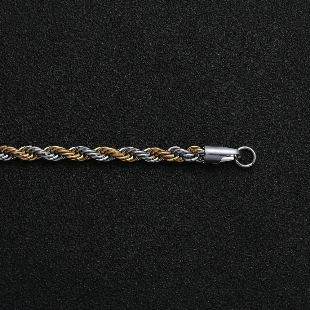 2020 new arrival 5MM stainless steel gold color twist chain bracelet titanium steel men Link bracelet length 20CM