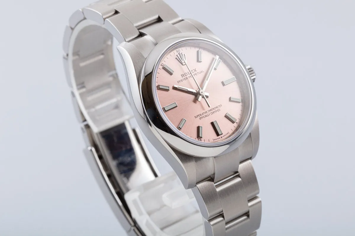 2021 Oyster Perpetual 124200 "Pink" Dial with Box & Card